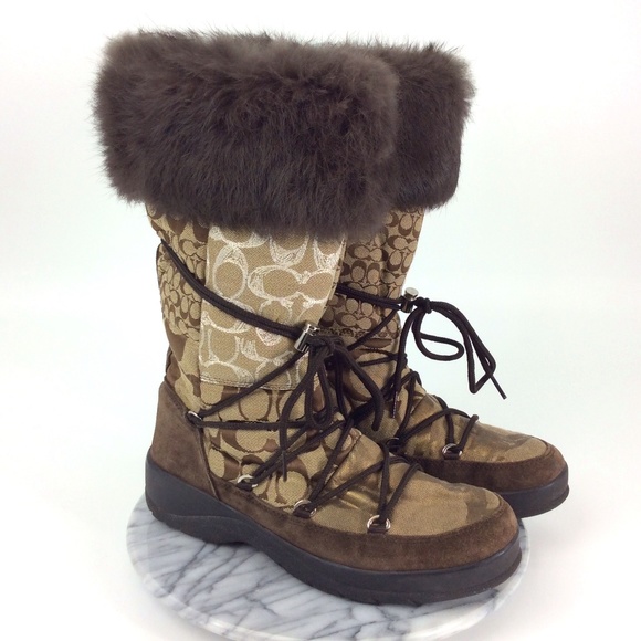 Coach Laurilyn Knee High Fur Top Winter Boots